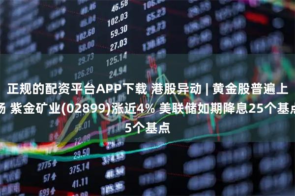正规的配资平台APP下载 港股异动 | 黄金股普遍上扬 紫金矿业(02899)涨近4% 美联储如期降息25个基点
